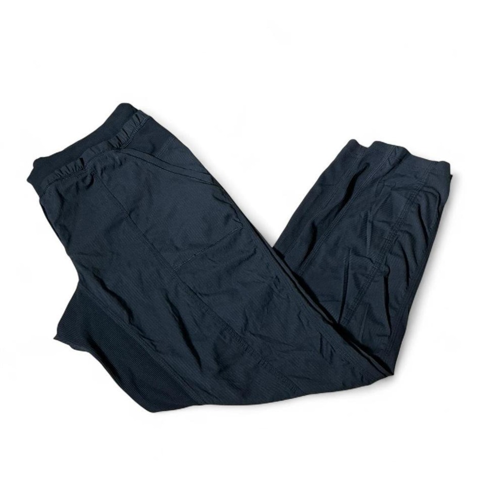 Lululemon Studio Pants Black Textured Ribbed Athletic Joggers Womens Size 10